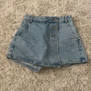 Denim Skort with Button Detail